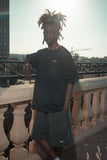 "LOGO EMBROIDERY WASHED BLACK" SHORTS
