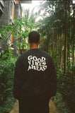 "GOOD VIBES AHEAD BLACK WASHED" CREWNECK